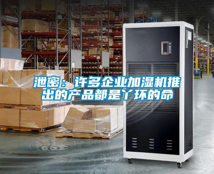 泄密：许多企业加湿机推出的产品都是丫环的命