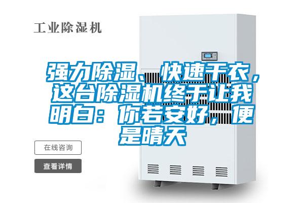 强力除湿、快速干衣，这台草莓视频APP在线观看终于让我明白：你若安好，便是晴天